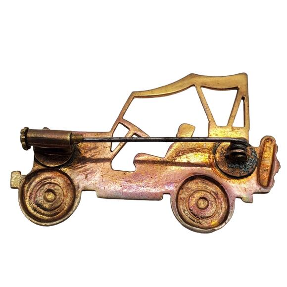 WWII Off Road Vehicle Pin Retro Novelty Jeep Brooch Victory Willys Military Vtg - Picture 2 of 6